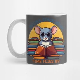 cute mouse surrounded by books Mug